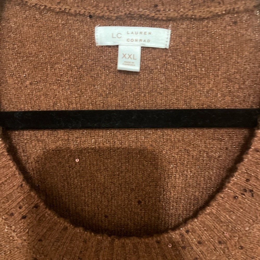 LC Lauren Conrad Ruffled Sweater in Rust